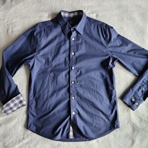 UNTUCKit Slim Fit Button Up Shirt Men's Medium Navy Blue Long Sleeve EXC COND